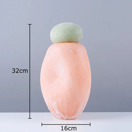 vase en verre décoratif avec couvercle pour fleurs artificielles