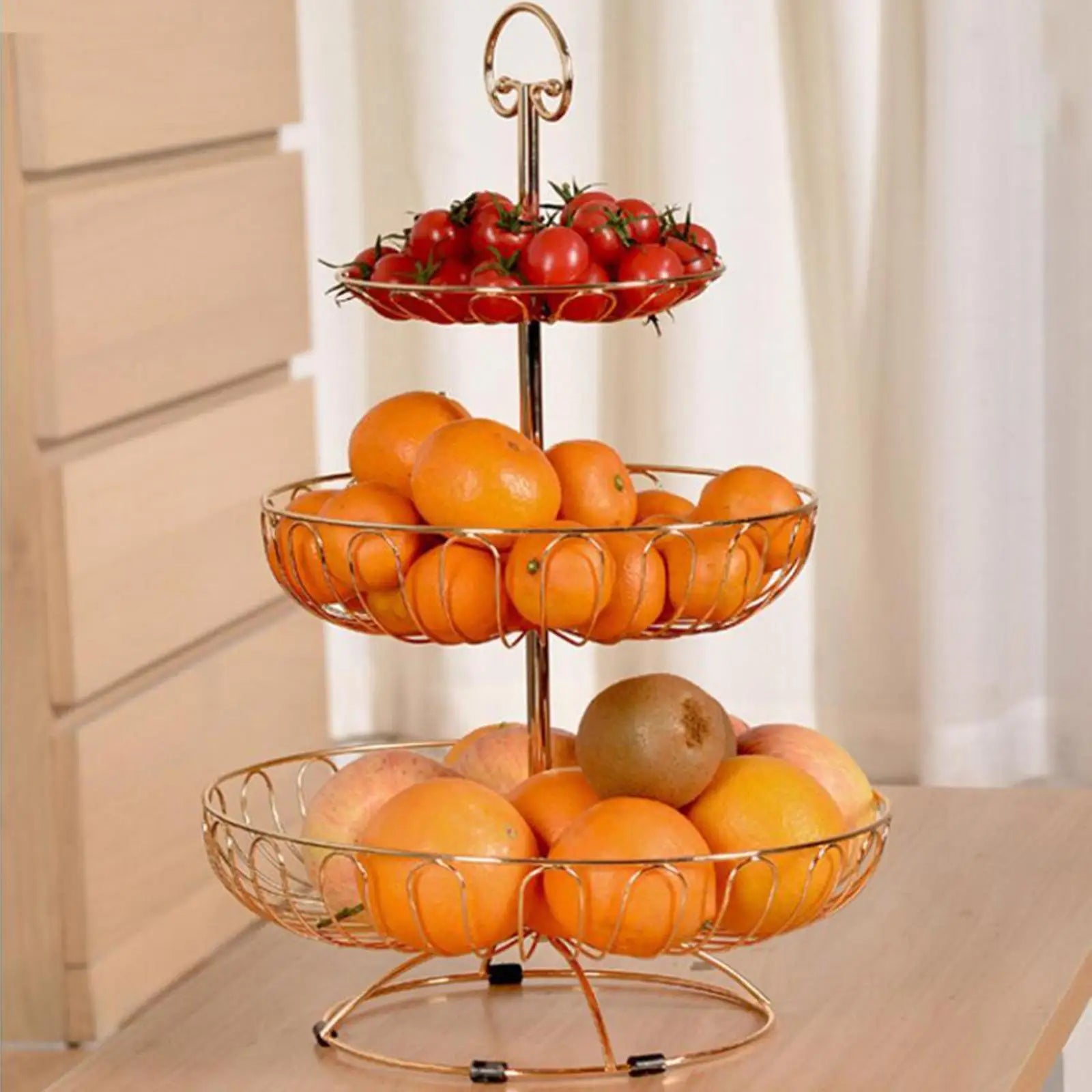 corbeille à fruits à trois niveaux en fil métallique - vue 11 sur 11