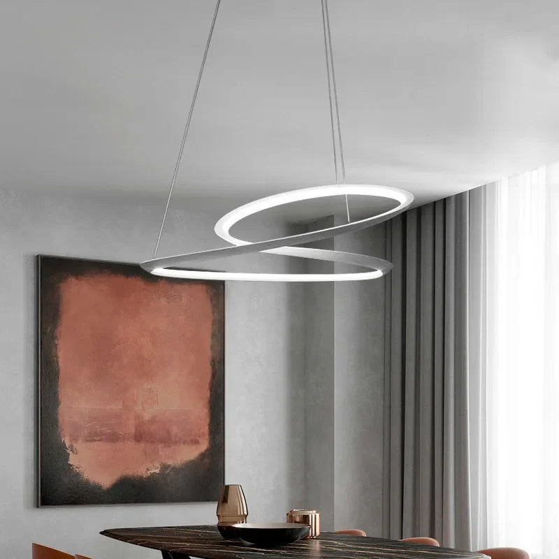 suspension moderne à led avec anneau doré pour décoration intérieure - vue 3 sur 12