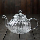 théière verre citrouille rayée filtre floral résistante chaleur