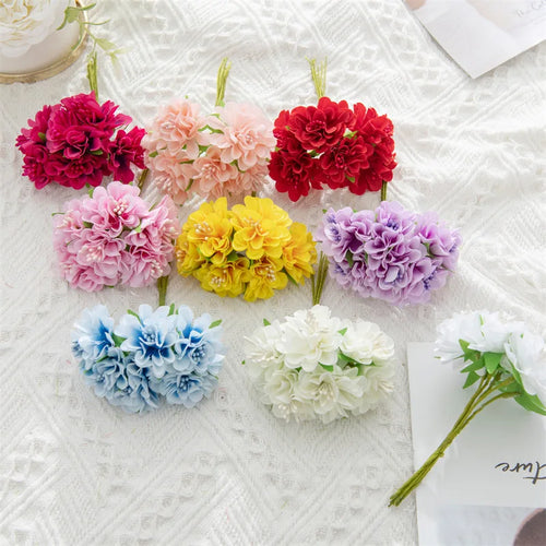 bouquet de mini fleurs d'hortensia artificielles pour décoration et bricolage - vue 4 sur 15