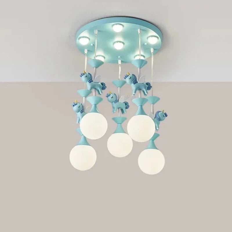 lustre led moderne carrousel pour enfants style princesse - vue 5 sur 12