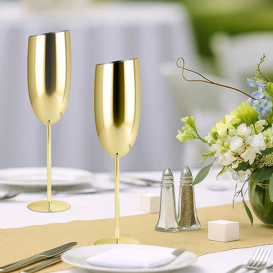 Verre champagne inox texturé style tulipe festif élégant - vue 4 sur 7