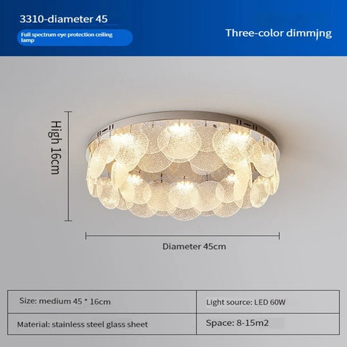 plafonnier led rond en verre pour décoration intérieure