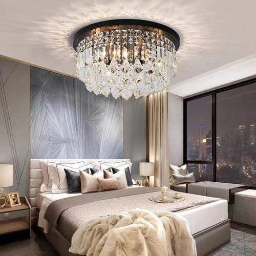lustre led dimmable en cristal style américain luxueux - vue 3 sur 12