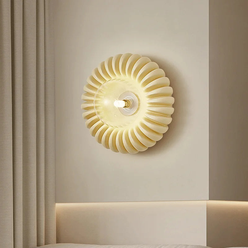 applique murale ronde rétro haut de gamme en verre blanc - vue 6 sur 8