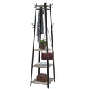 VASAGLE Coat Rack, Cloakroom, Clothes Rack with 3 Tier Shelf, Hooks and Rails, Steel Frame, Industrial Style