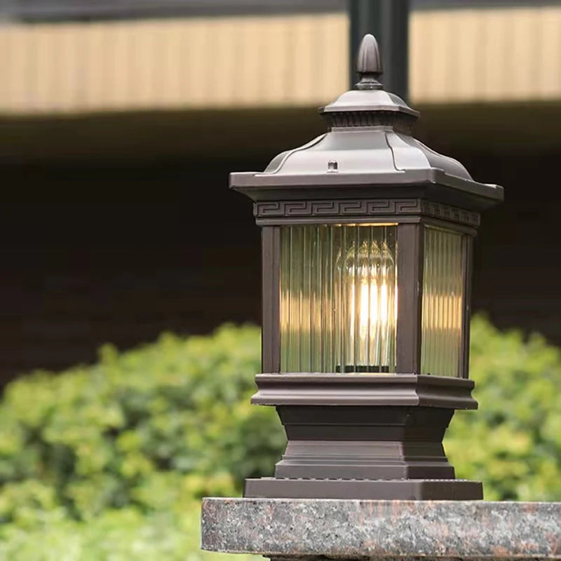 lampadaire extérieur classique éclairage led étanche pour jardin rétro - vue 6 sur 10
