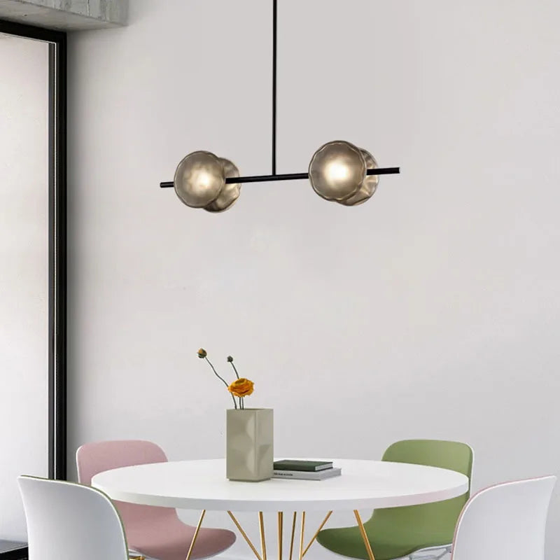 suspension moderne en verre et métal réglable en hauteur