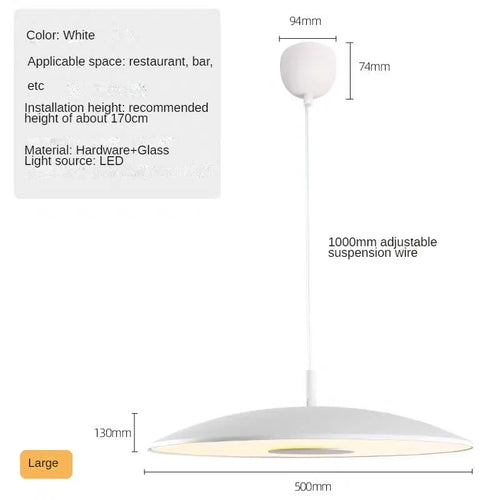 Minimalist circular pendant light with flying saucer design - vue 12 sur 12