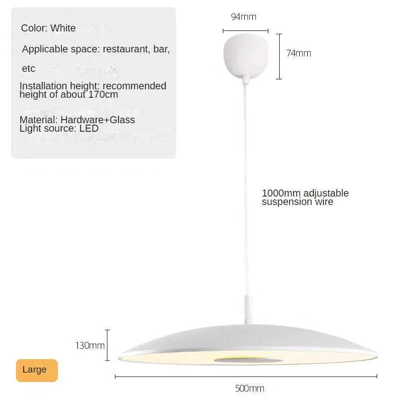 Minimalist circular pendant light with flying saucer design - vue 12 sur 12