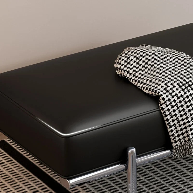 Stainless Steel Shoe Changing Bench, Long Stool, Italian Minimalist Leather, Bed-End Seat, Light, Luxury - vue 5 sur 42