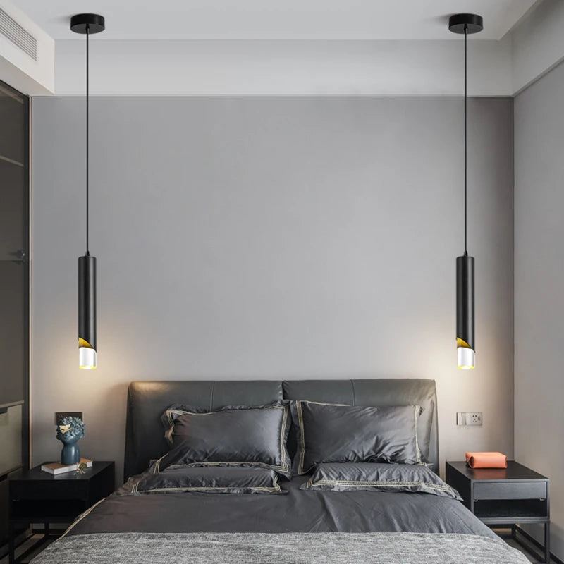 suspension moderne à tube long en led pour décoration intérieure luxe - vue 5 sur 30