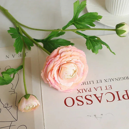 Realistic decorative silk lotus branch artificial flowers - vue 9 sur 12