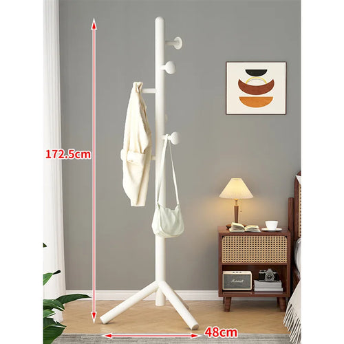 X&amp;D Solid Wood Coat Rack, Floor Hanging Clothes Rack Simple Modern Bag Rack Bedroom Household Single Pole Vertical Drying Rack - vue 12 sur 12
