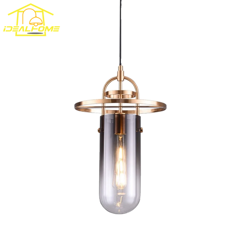 Italian design gold glass pendant light minimalist indoor lighting - vue 3 sur 6