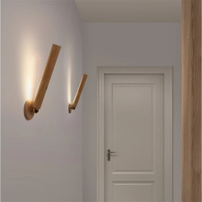 applique murale magnétique rotative en bois avec chargement usb et gradation tactile - vue 5 sur 7