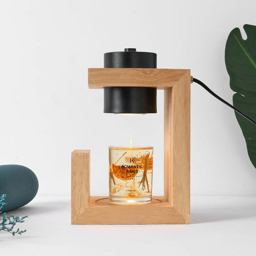 lampe chauffe-bougie aromathérapie bois nordique 110/230V éclairage intérieur - vue 3 sur 6