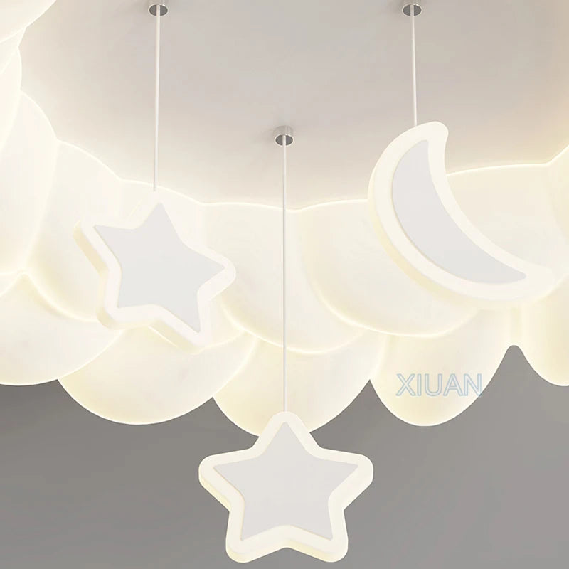 lustre suspendu en forme d'étoile lune et nuage pour enfants - vue 6 sur 8