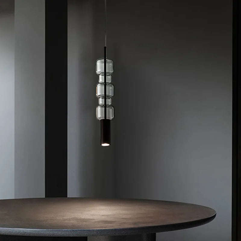 suspension moderne en verre avec métal doré et noir pour - vue 3 sur 8
