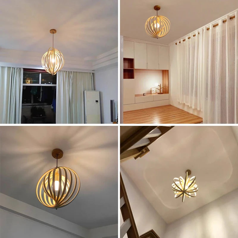 suspension en bois design nordique pour restaurant - vue 6 sur 12