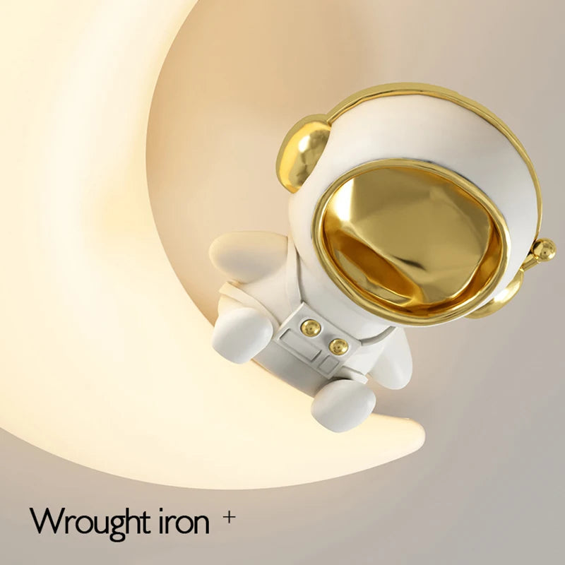 Cartoon Children's Ceiling Lamp Bedroom Ceiling Light Astronaut Star Cloud Moon Lights for Girl Boy Student Baby Room Lighting - vue 6 sur 9