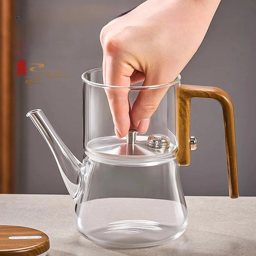 Théière magnétique flottante en verre avec séparateur thé