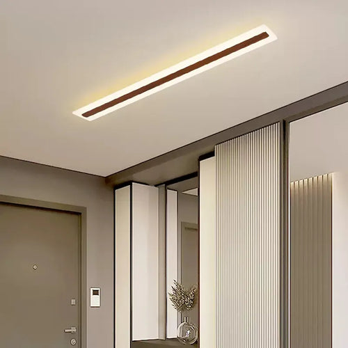 Plafonnier lumière led bois minimaliste déco entrée couloir vestiaire - vue 2 sur 16
