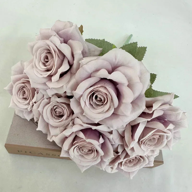bouquet de roses artificielles en soie pour décoration festive - vue 10 sur 15