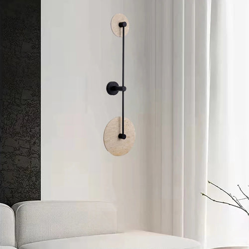applique murale led en pierre naturelle et métal rond
