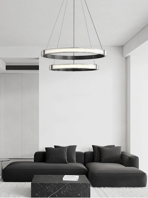 Modern circular acrylic pendant light for minimalist interior decor - vue 5 sur 9