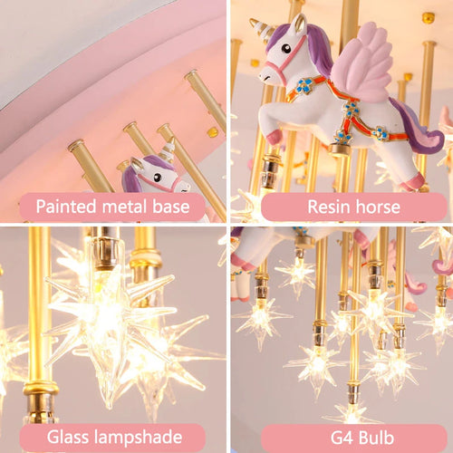 plafonnier résine cheval papier grue mignon led pour enfants