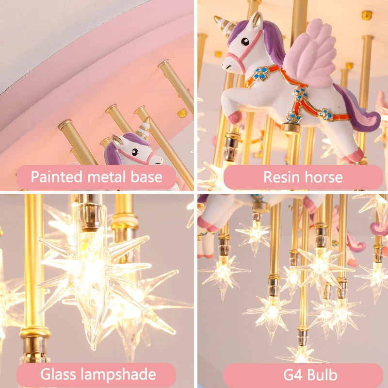 plafonnier résine cheval papier grue mignon led pour enfants - vue 7 sur 9