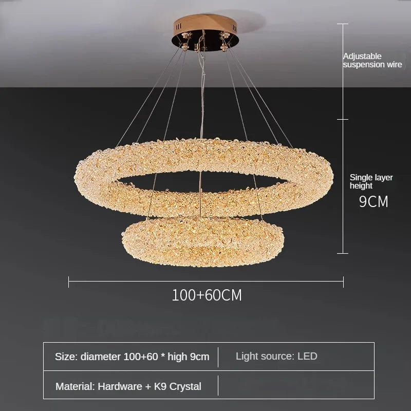 lustre en cristal k9 design élégant pour éclairage moderne - vue 10 sur 13