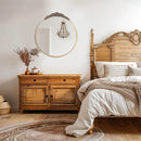 LUVODI Baroque Brass Round Wall Decor Mirror Resin Rose Pattern Metal Frame Art Mirror for Living Room,Bathroom Decoration