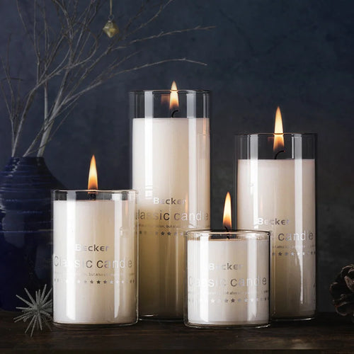 Glass Candle Holders Dia 8cm Cylinder Vases for Pillar Candle, Holders or Flower Vase Wedding Decoration Candlelight Dinner - vue 3 sur 10