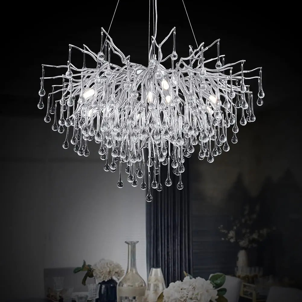 lustre moderne cristal goutte de pluie design élégant pour intérieur décoratif - vue 3 sur 15