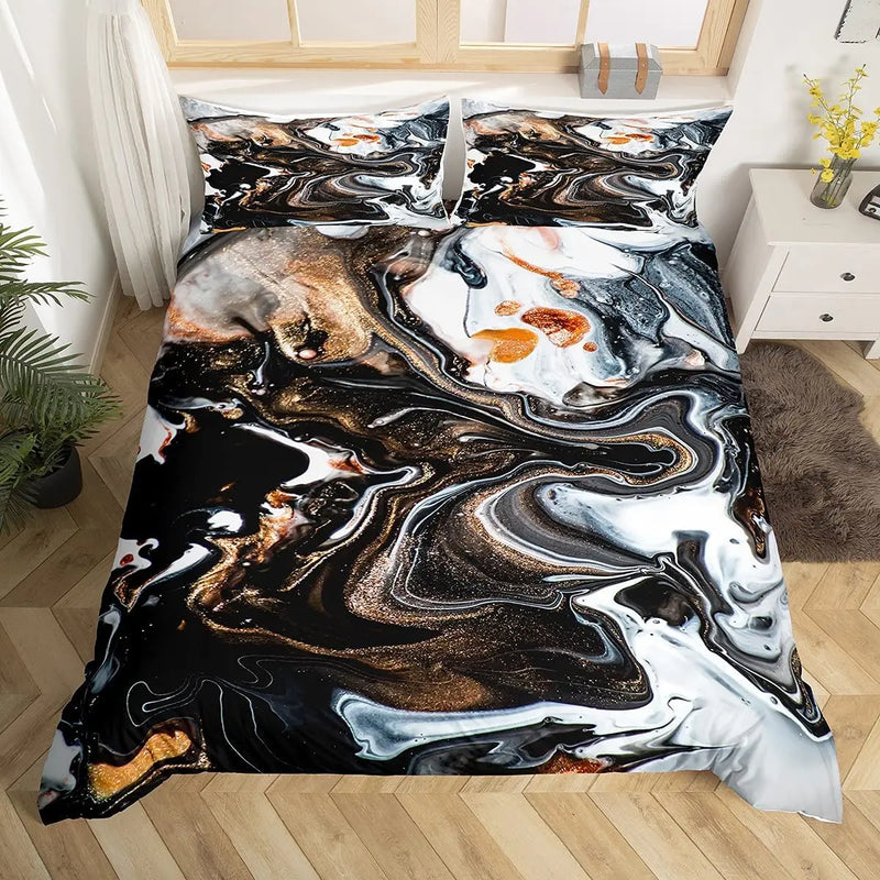 parure de lit 3d marbre nordique blanc rose 1 et 2 places