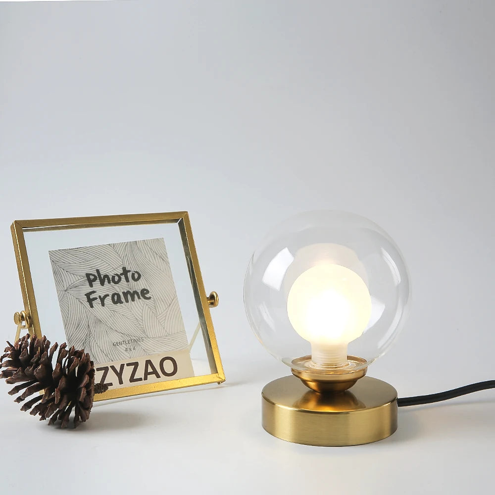 LED lampe de lecture lampes de Table boule de verre doré de bureau - vue 4 sur 9