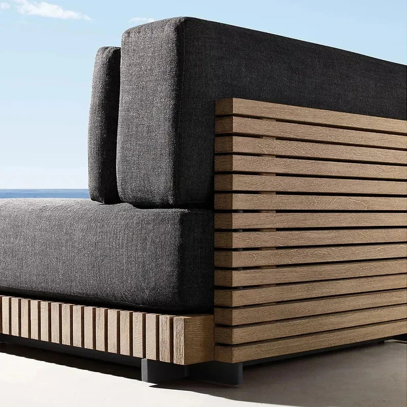 canapé extérieur en bois massif luxe pour patio et loisirs