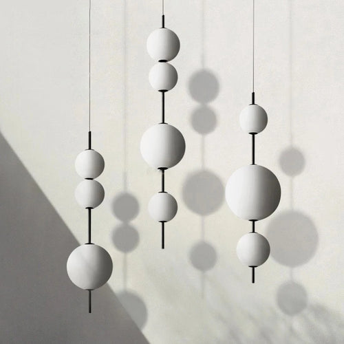 2024 LED White Glass Beads Pendant Chandelier Cafe Bar Bedroom Kitchen Round Ball Hanging Lighting Fixture Home Decor