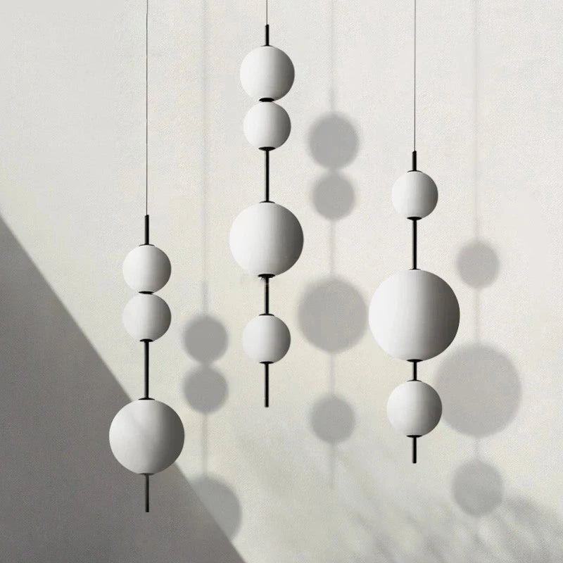 2024 LED White Glass Beads Pendant Chandelier Cafe Bar Bedroom Kitchen Round Ball Hanging Lighting Fixture Home Decor - vue 2 sur 9