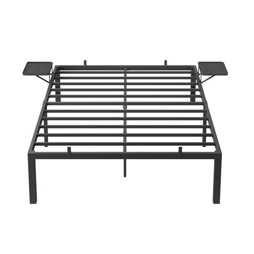 VASAGLE Double Bed Frame, Metal Bed Frame, with Bedside Shelves, Guest Bed Frame, for 140 x 200 cm Mattresses, Easy Assembly - vue 7 sur 7