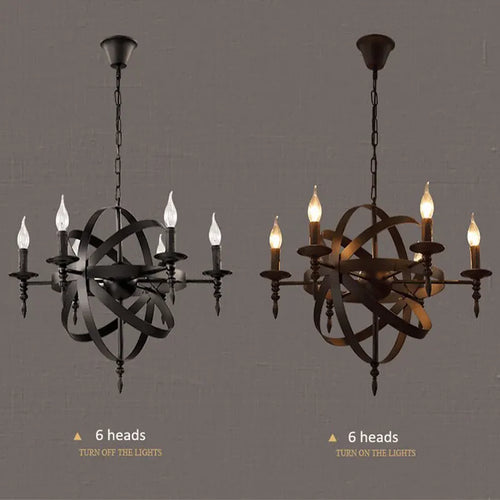 Lustre style Loft américain en métal rétro rustique - vue 4 sur 7