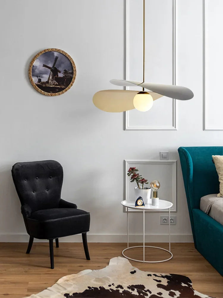 suspension moderne en métal et verre design artistique - vue 6 sur 7