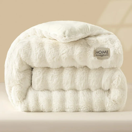 Class A maternal and infant grade warm rabbit plush quilt, thickened milk plush in winter, can sleep naked quilt core - vue 2 sur 6