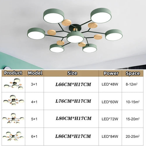 lustre en bois led style nordique pour diverses pièces - vue 7 sur 22