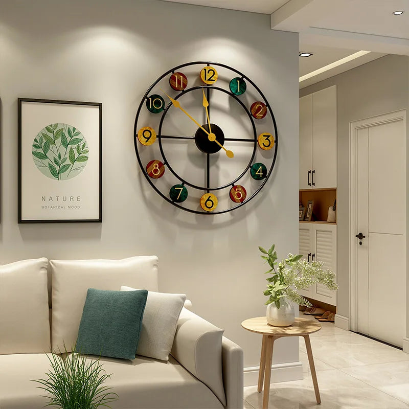 horloge murale ronde européenne de luxe créative et légère - vue 3 sur 7