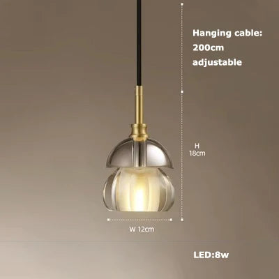 suspension en verre cristal art déco avec éclairage led - vue 24 sur 25