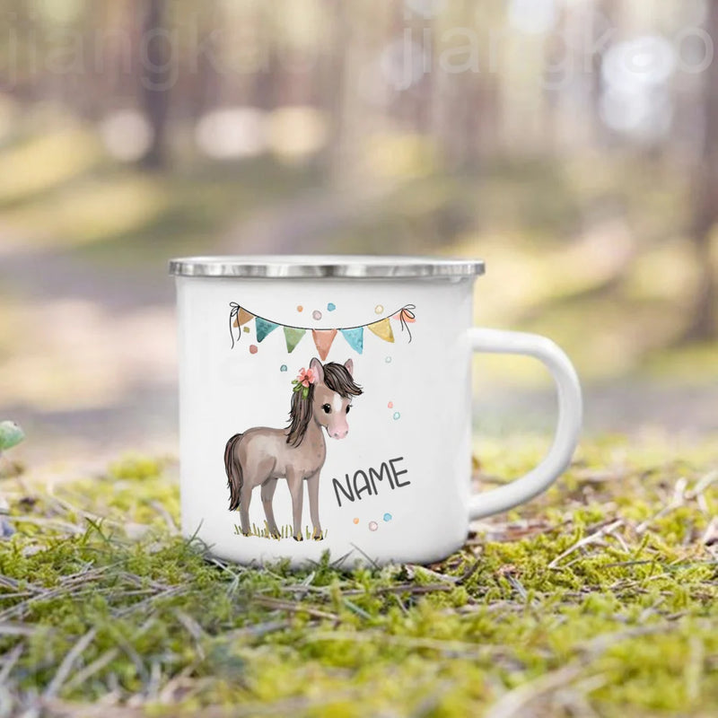 Mug enfant personnalisé animal style cartoon émail anniversaire